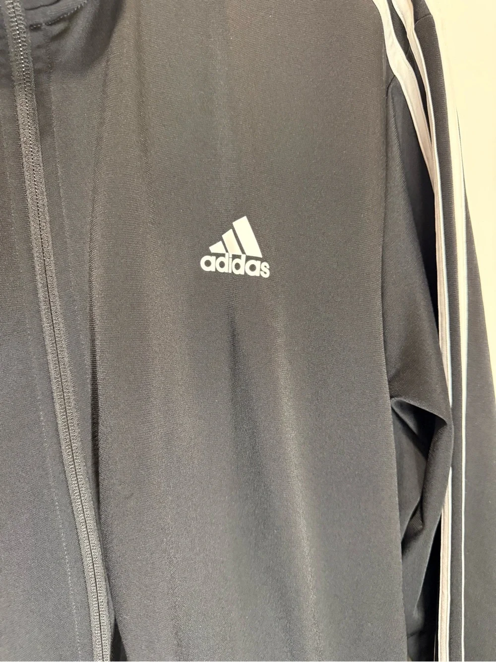 adidas Black Track Jacket with White Three-Stripes